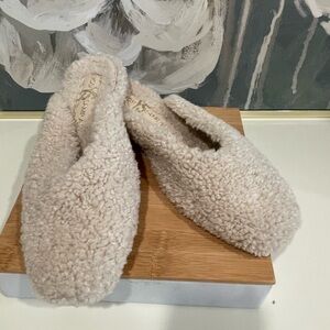 Yosi Samra Cream Shearling Mules